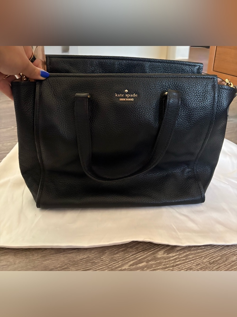 kate spade Black Pebbled Leather Tote Bag